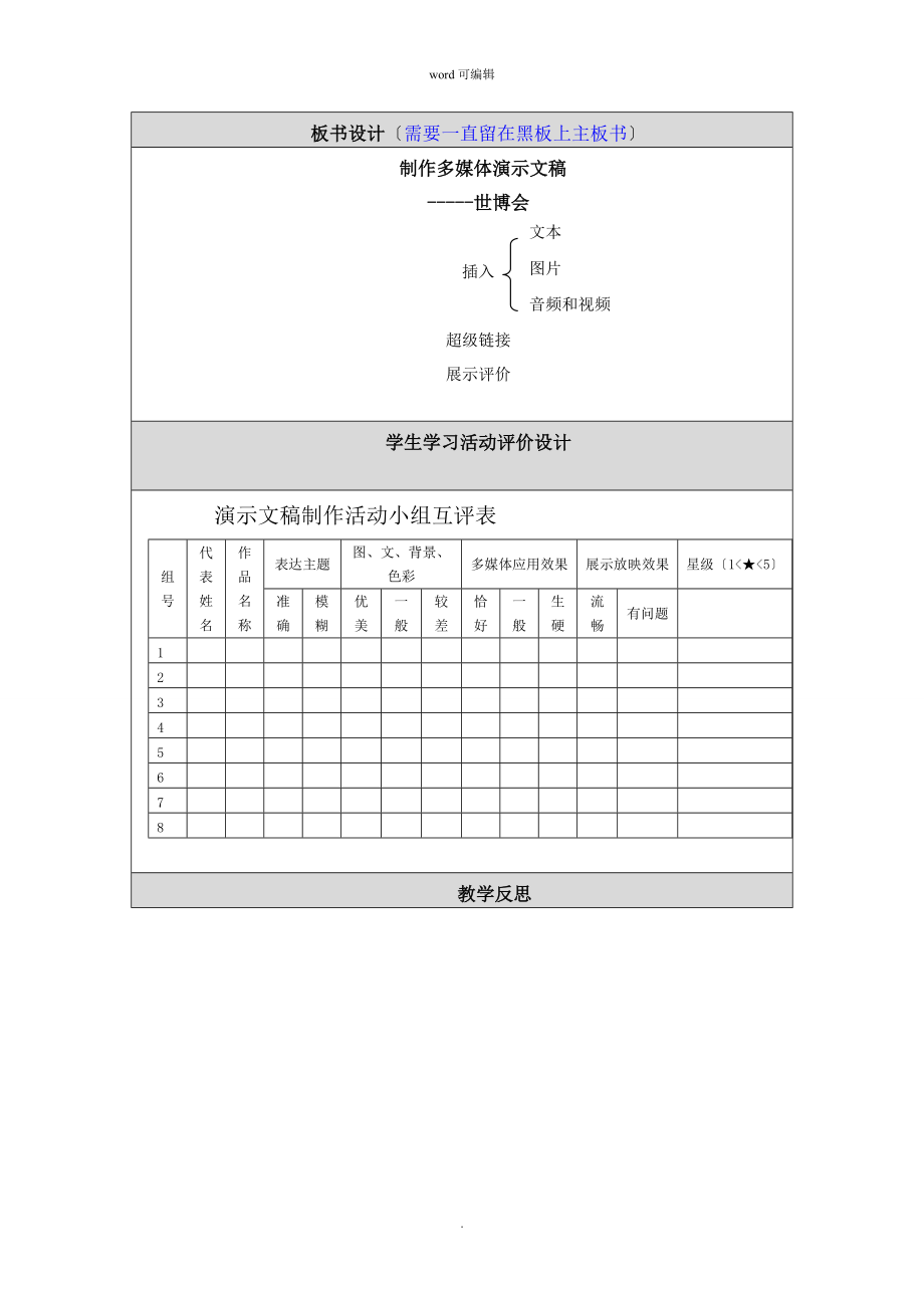 《制作多媒體演示文稿》教學(xué)設(shè)計(jì)與反思